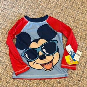 NWT Disney Red and Blue Rashguard Swim Top